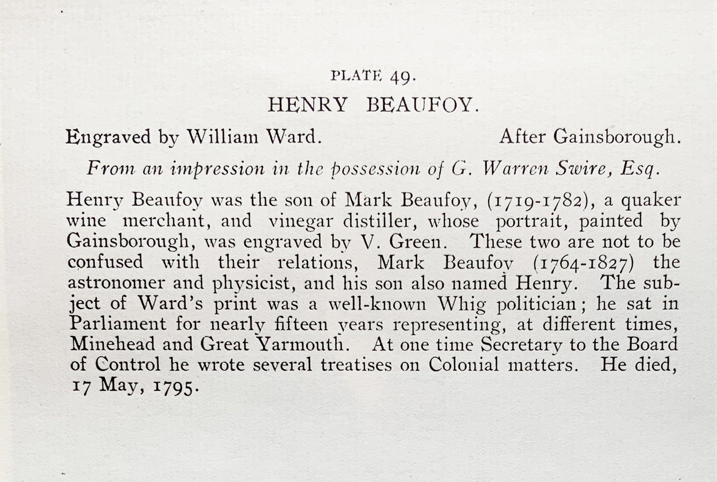 Antique Mezzotint “HENRY BEAUFOY”