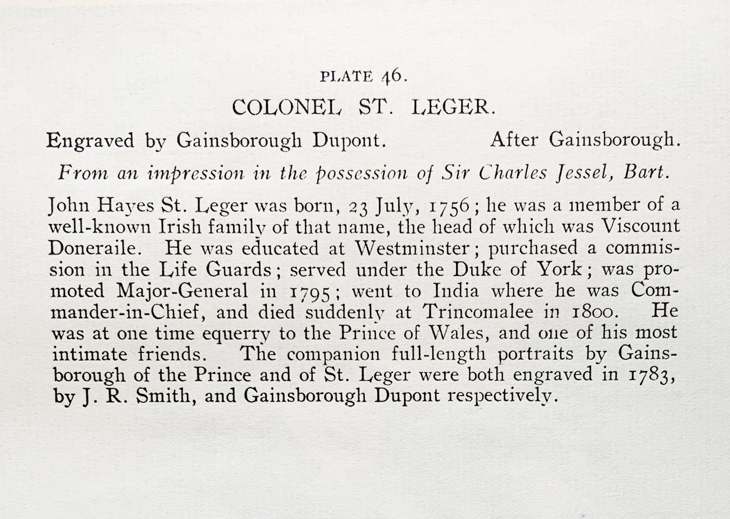 Antique Mezzotint “COLONEL ST.LEGER”