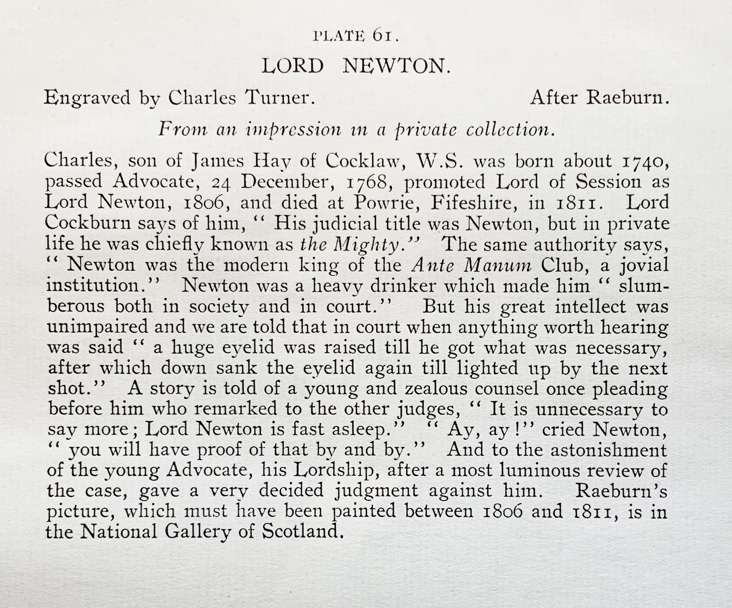 Antique Mezzotint “LORD NEWTON”