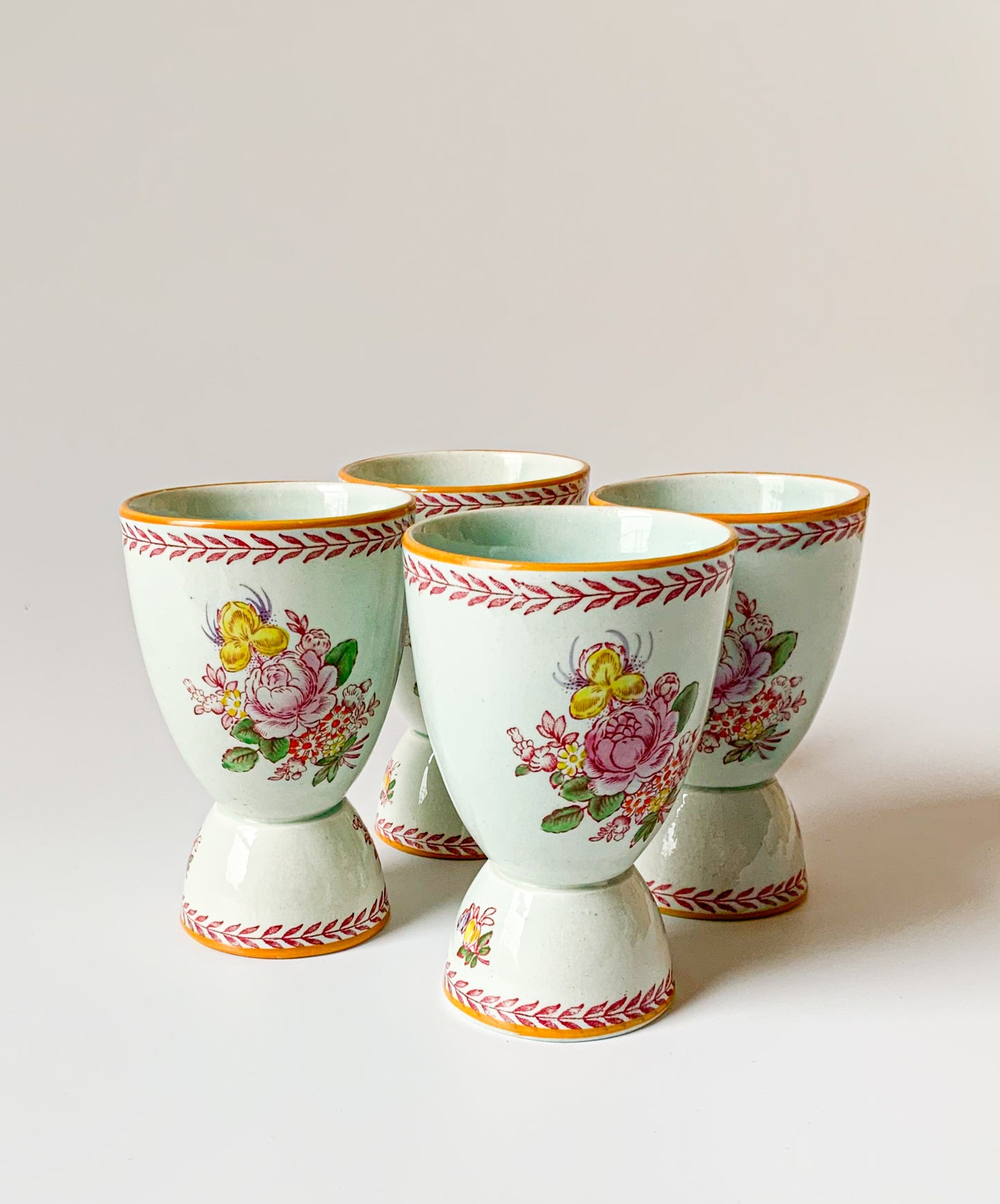 Antique English Ironstone Double Eggcup Set/4