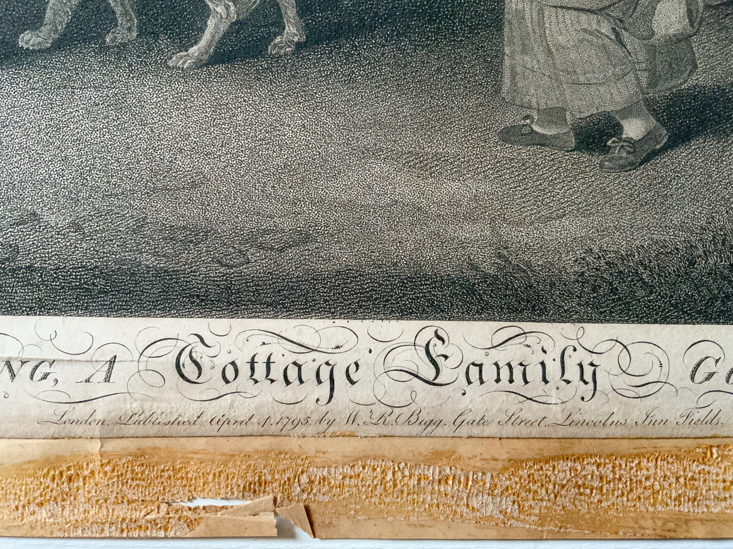 Antique Engraving “SUNDAY MORNING COTTAGE FAMILY GOING TO CHURCH “