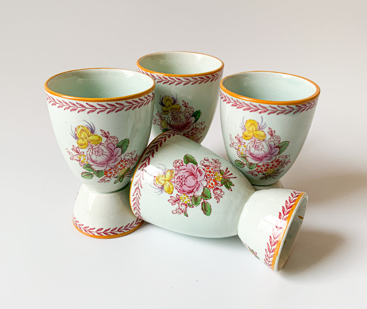 Antique English Ironstone Double Eggcup Set/4