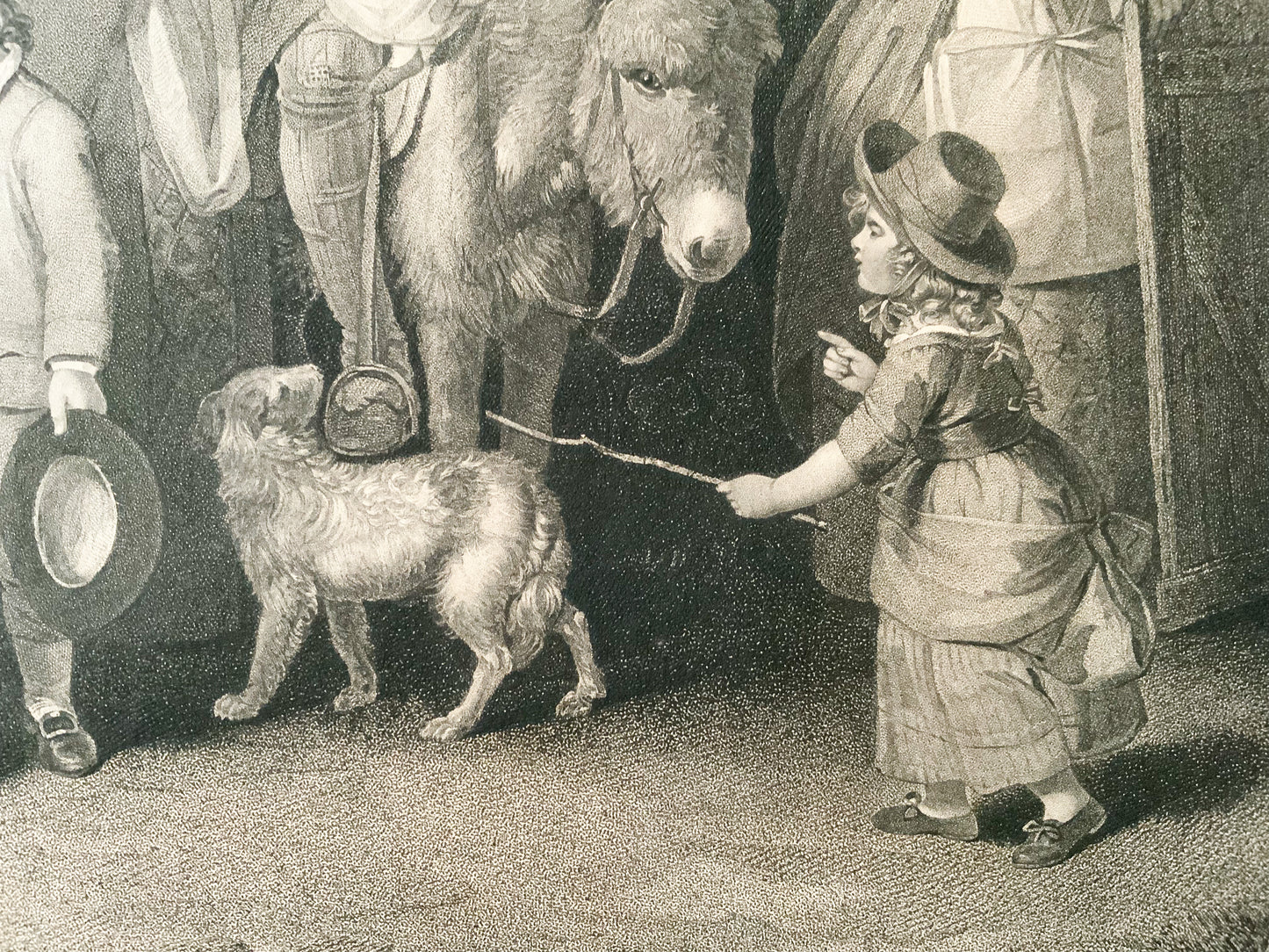 Antique Engraving “SUNDAY MORNING COTTAGE FAMILY GOING TO CHURCH “