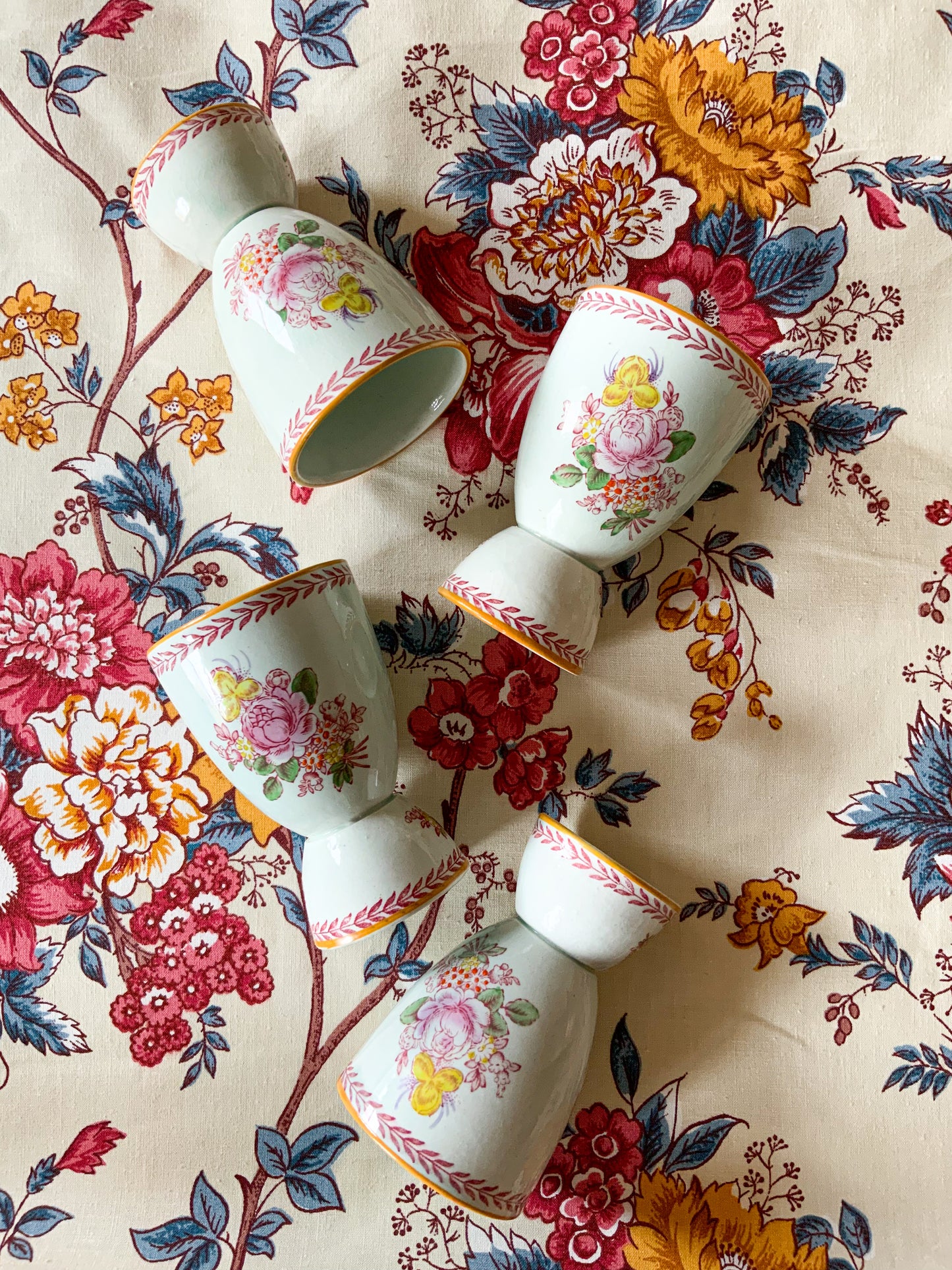 Antique English Ironstone Double Eggcup Set/4