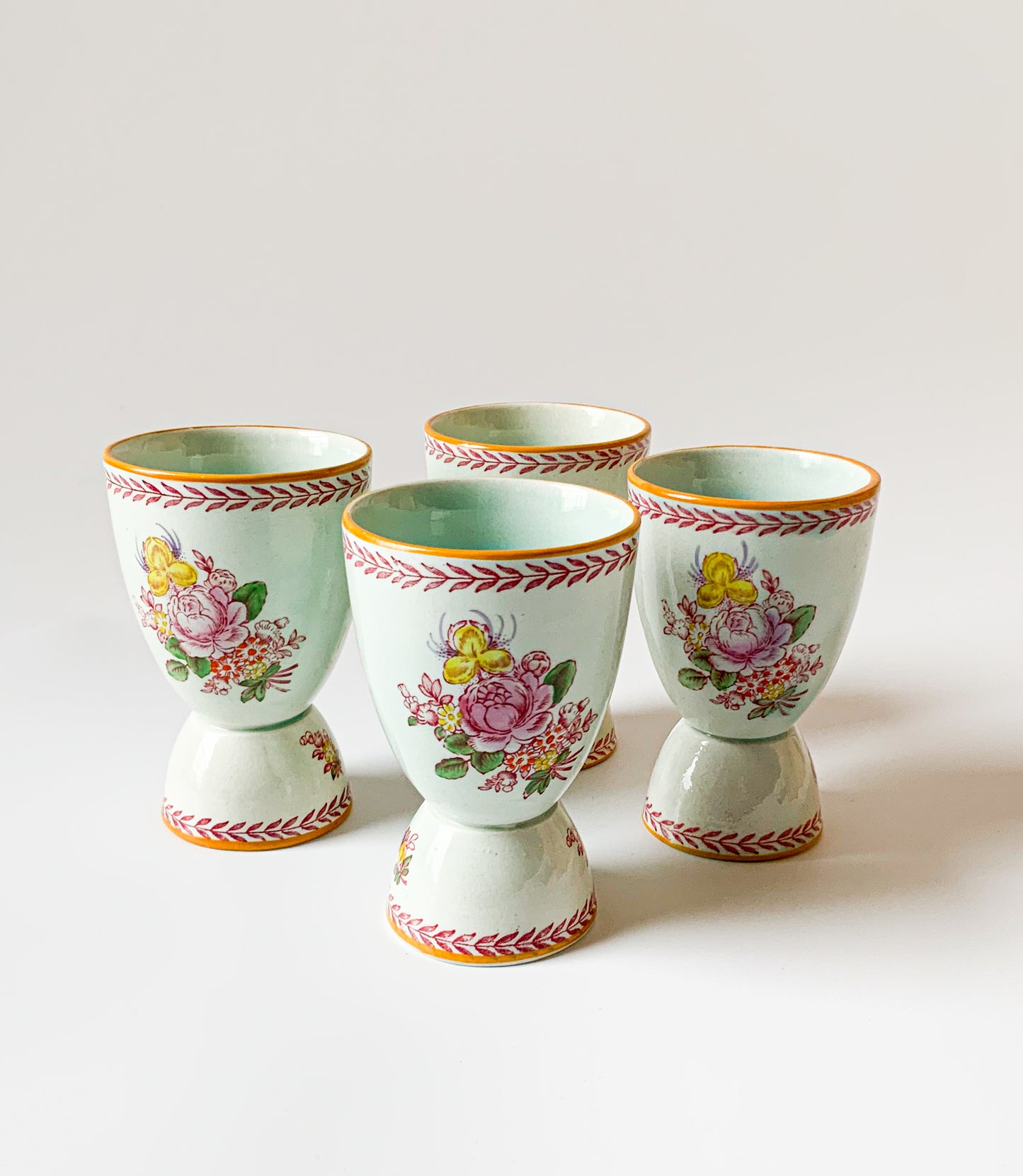 Antique English Ironstone Double Eggcup Set/4