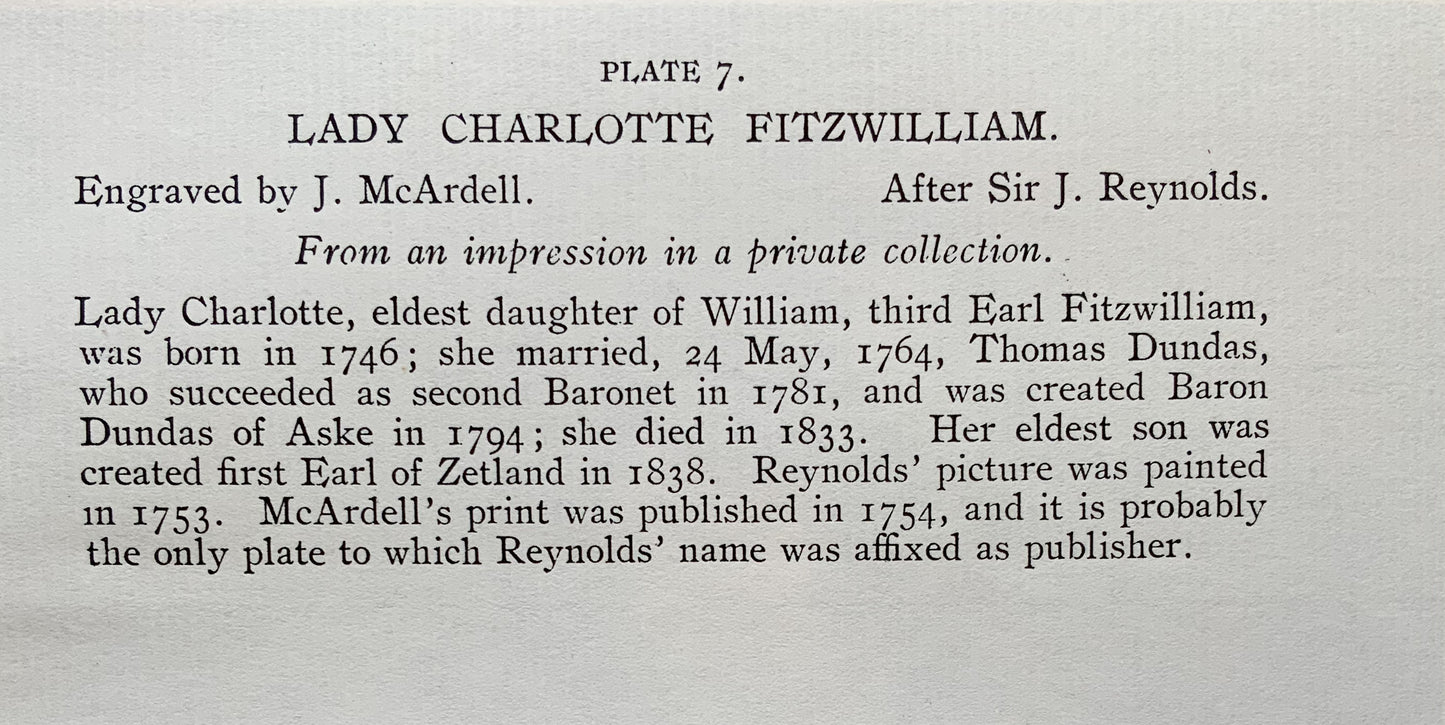 Antique Mezzotint “LADY CHARLOTTE FITZWILLIAM”