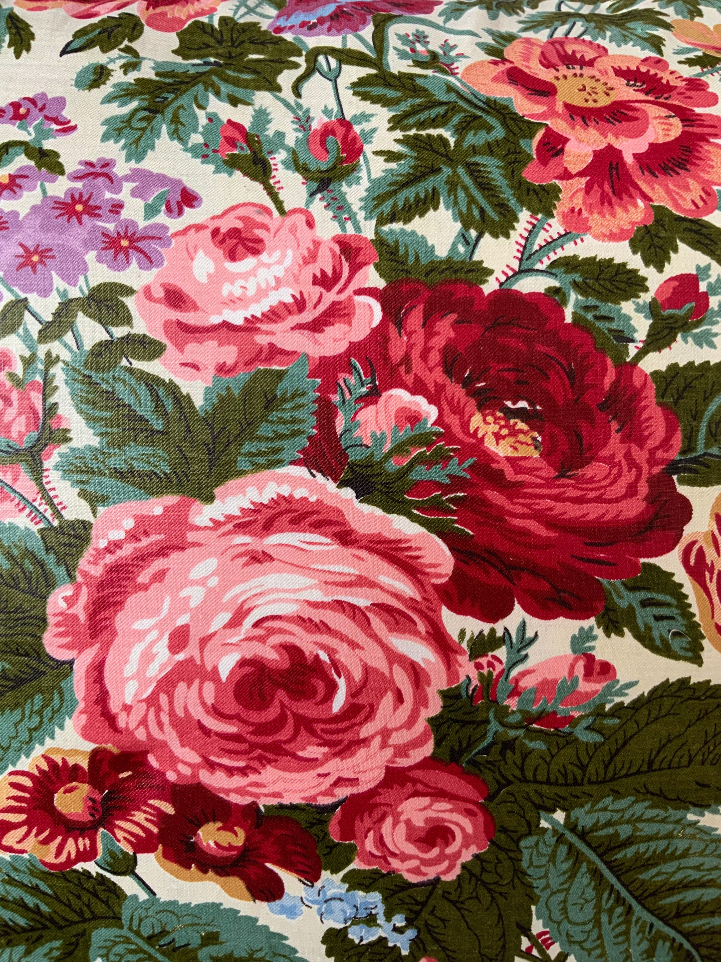 Chintz Pillow with Traditional Ruffle and Piping 20”x20”