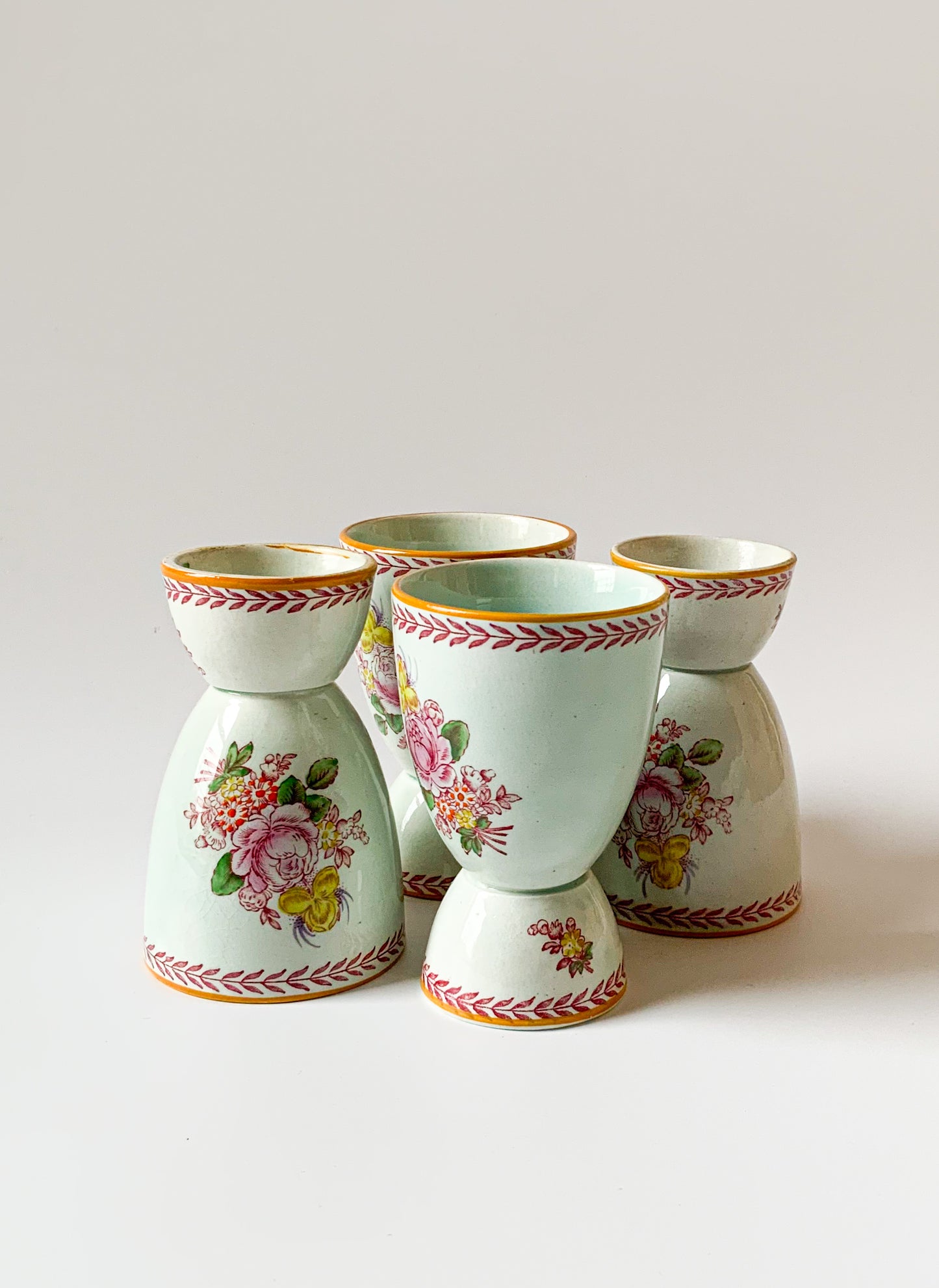 Antique English Ironstone Double Eggcup Set/4