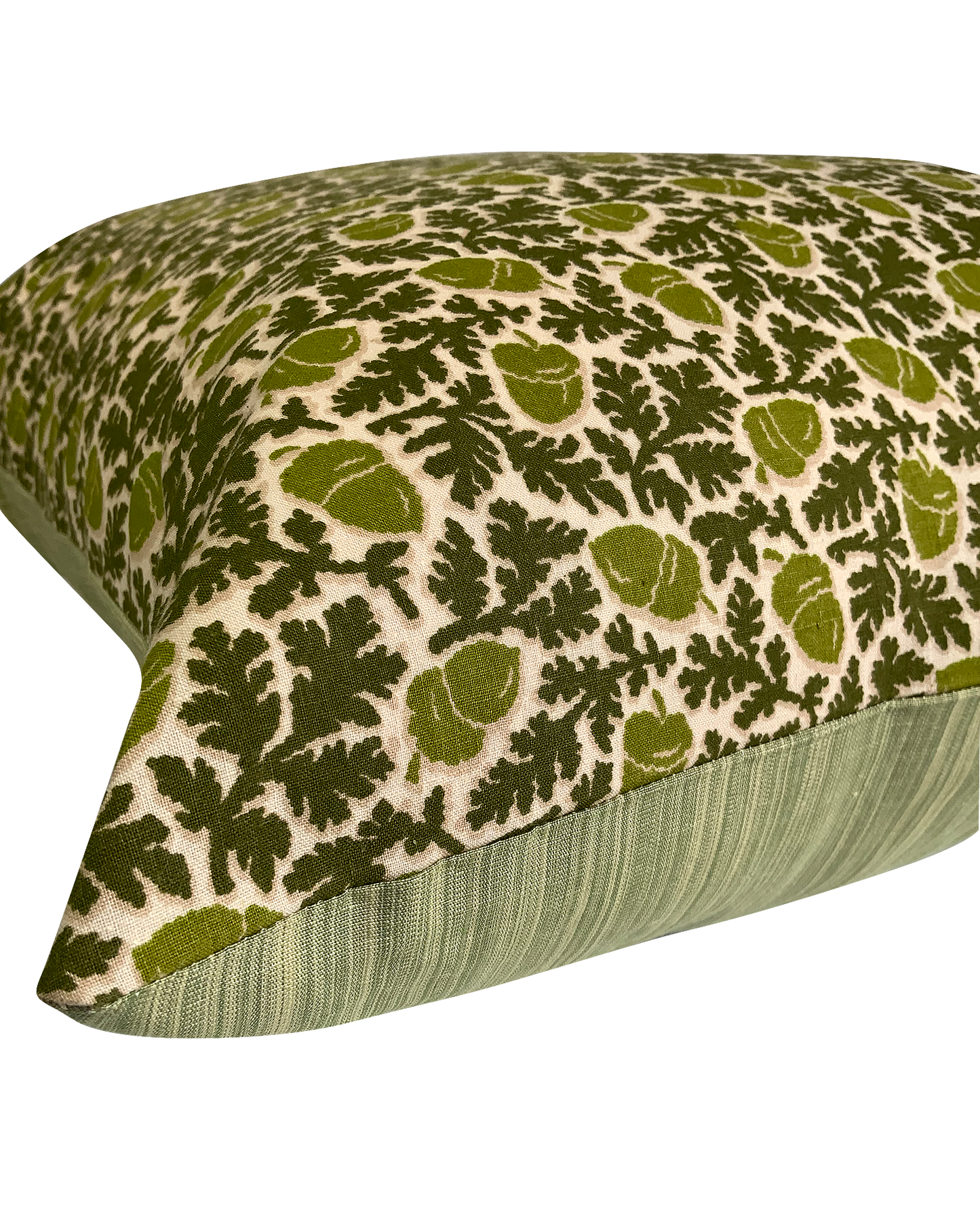 Cushion Cover in “Acorn” Print in green/chartreuse