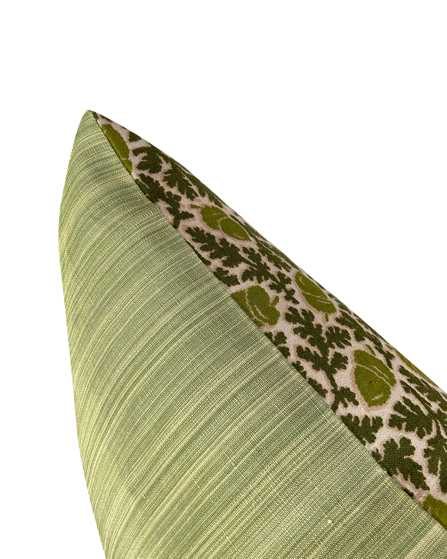 Cushion Cover in “Acorn” Print in green/chartreuse
