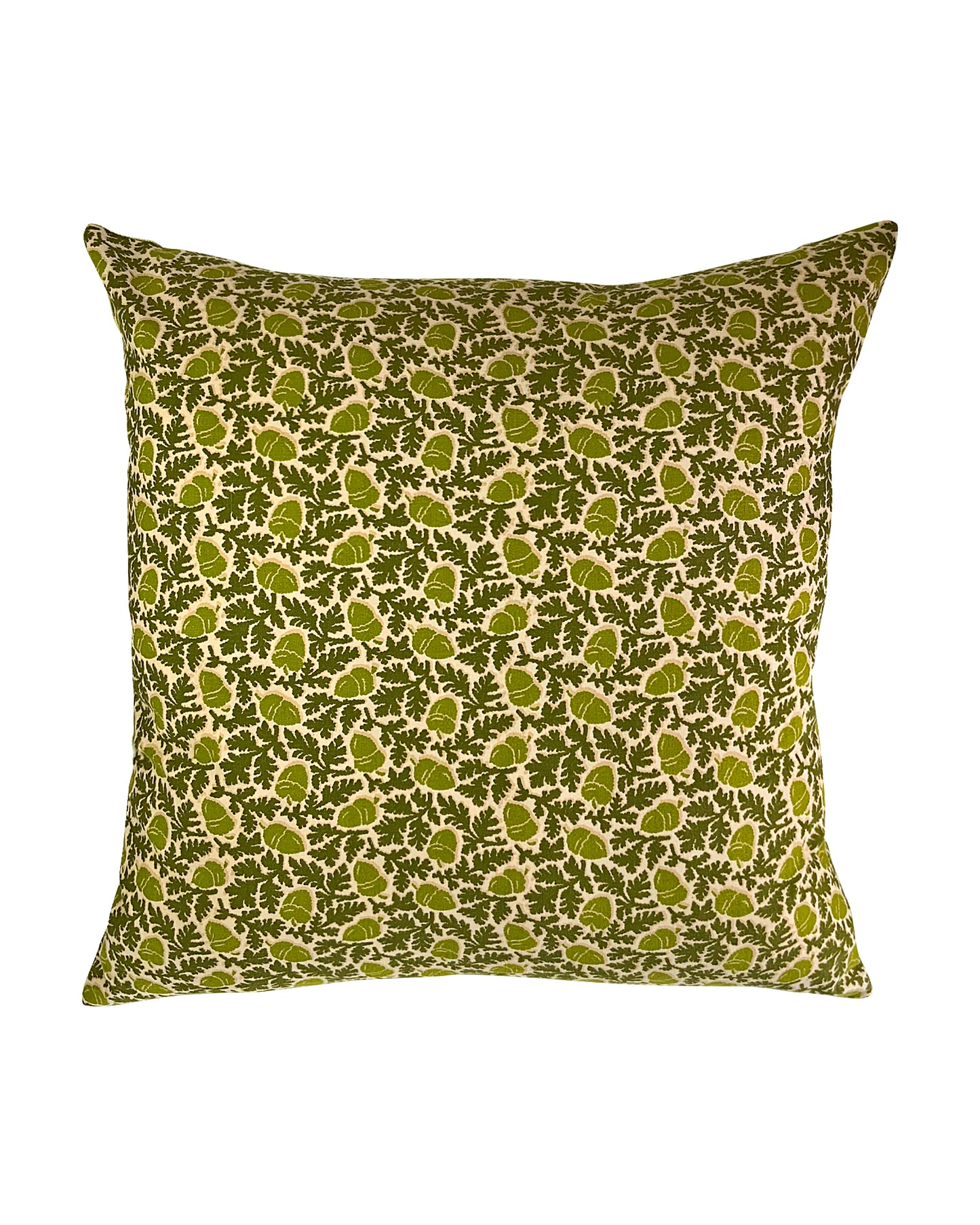Cushion Cover in “Acorn” Print in green/chartreuse