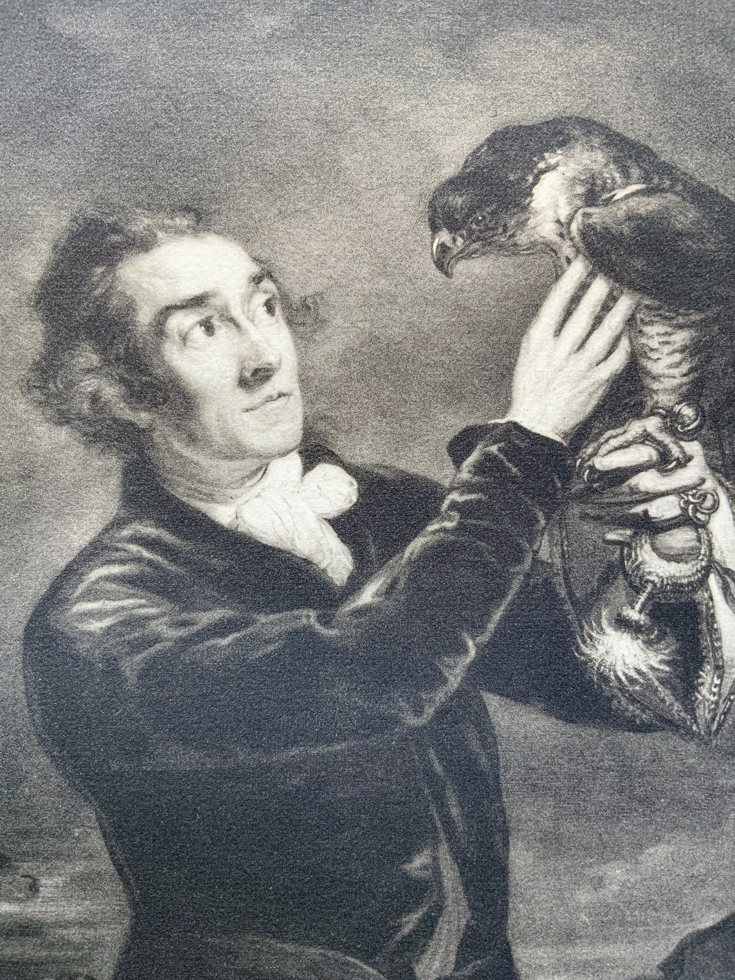 Antique Mezzotint “THE FALCONER”