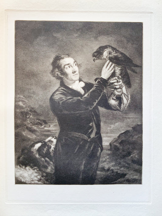 Antique Mezzotint “THE FALCONER”