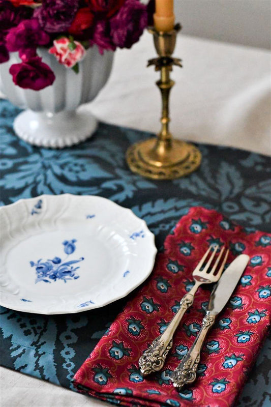 PLACEMAT Damask Navy