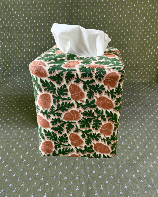 Tissue Box Cover in Hunter Green/Brown