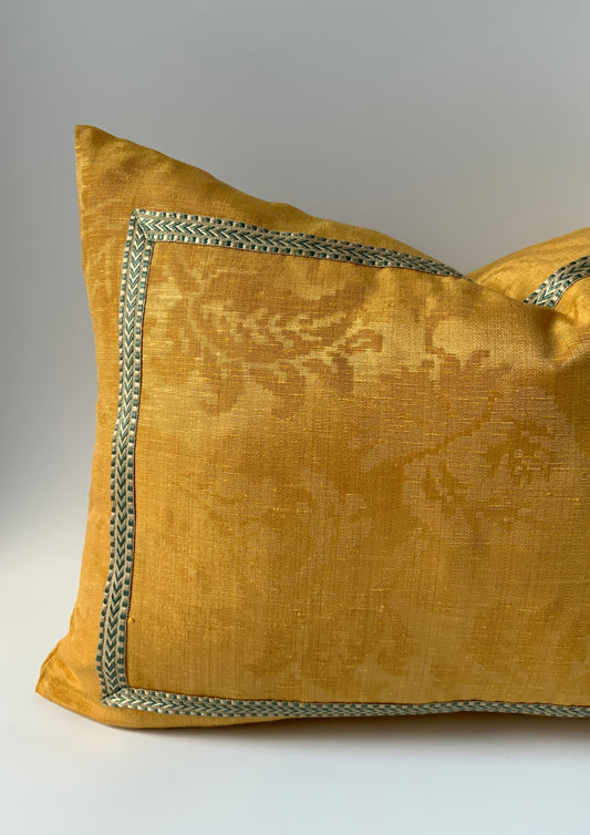 Damask Yellow Silk Linen Lumber 14”x20”