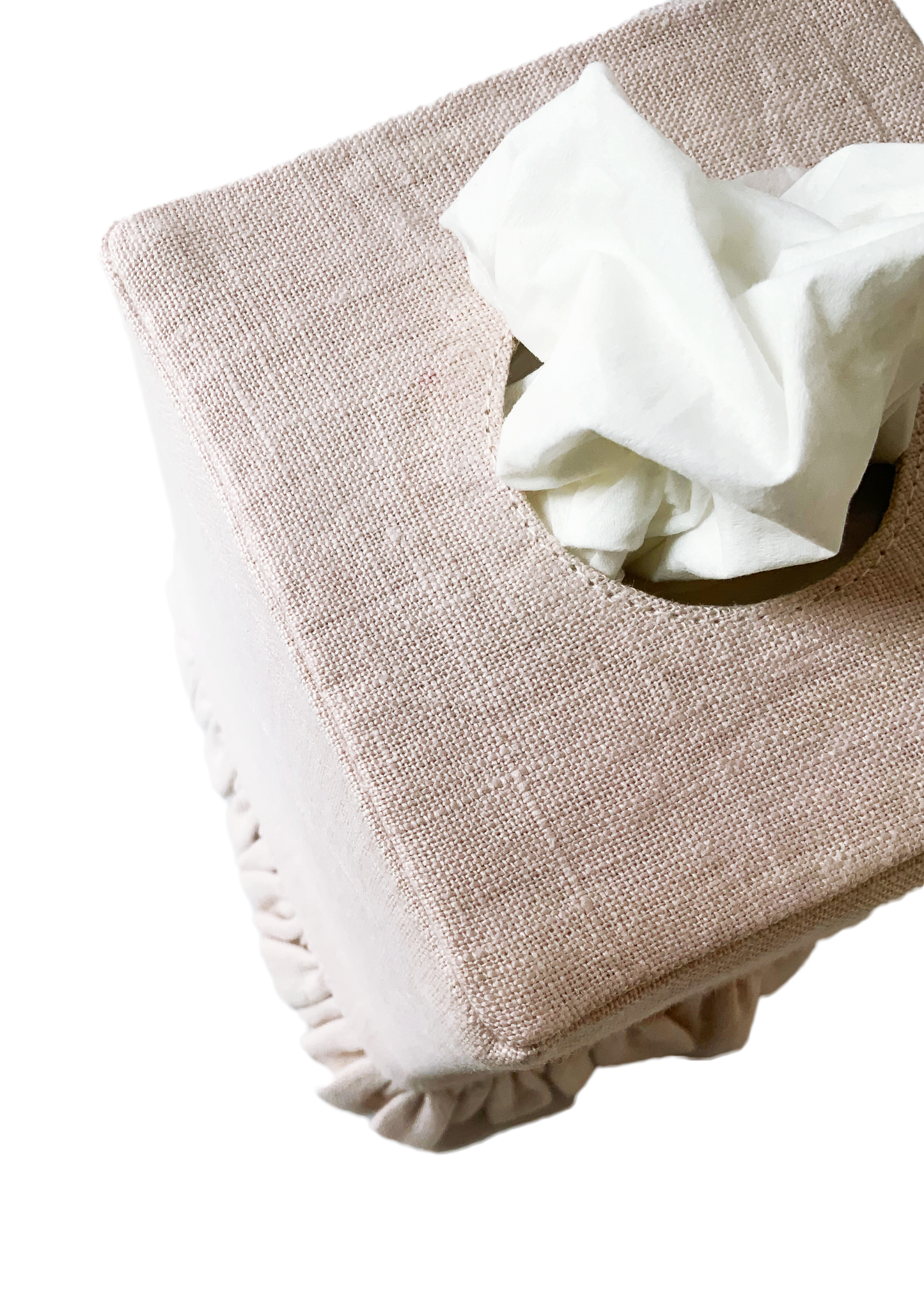 Soft Pink Pastel Tissue Box Cover with Ruffles