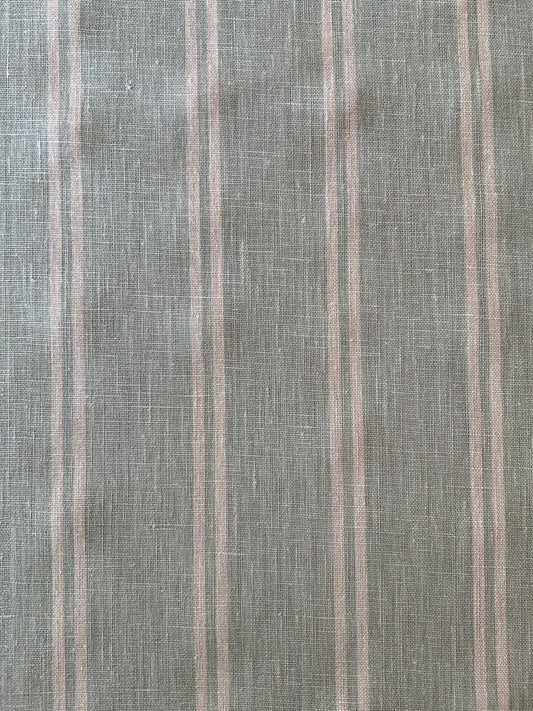 Farmhouse Stripe 100% Linen Print in Sea Glass
