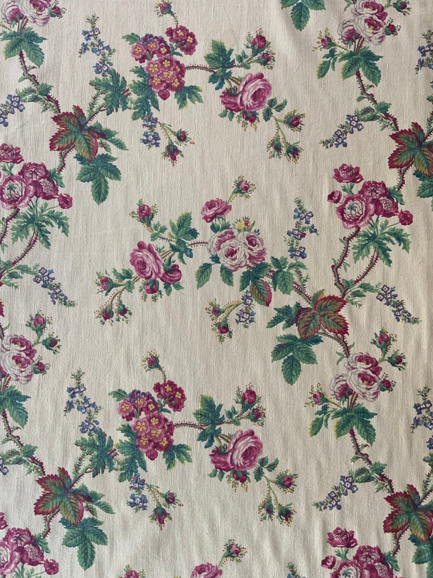 Rare Vintage Handprint Cotton Twill ”French Rose Mousse“