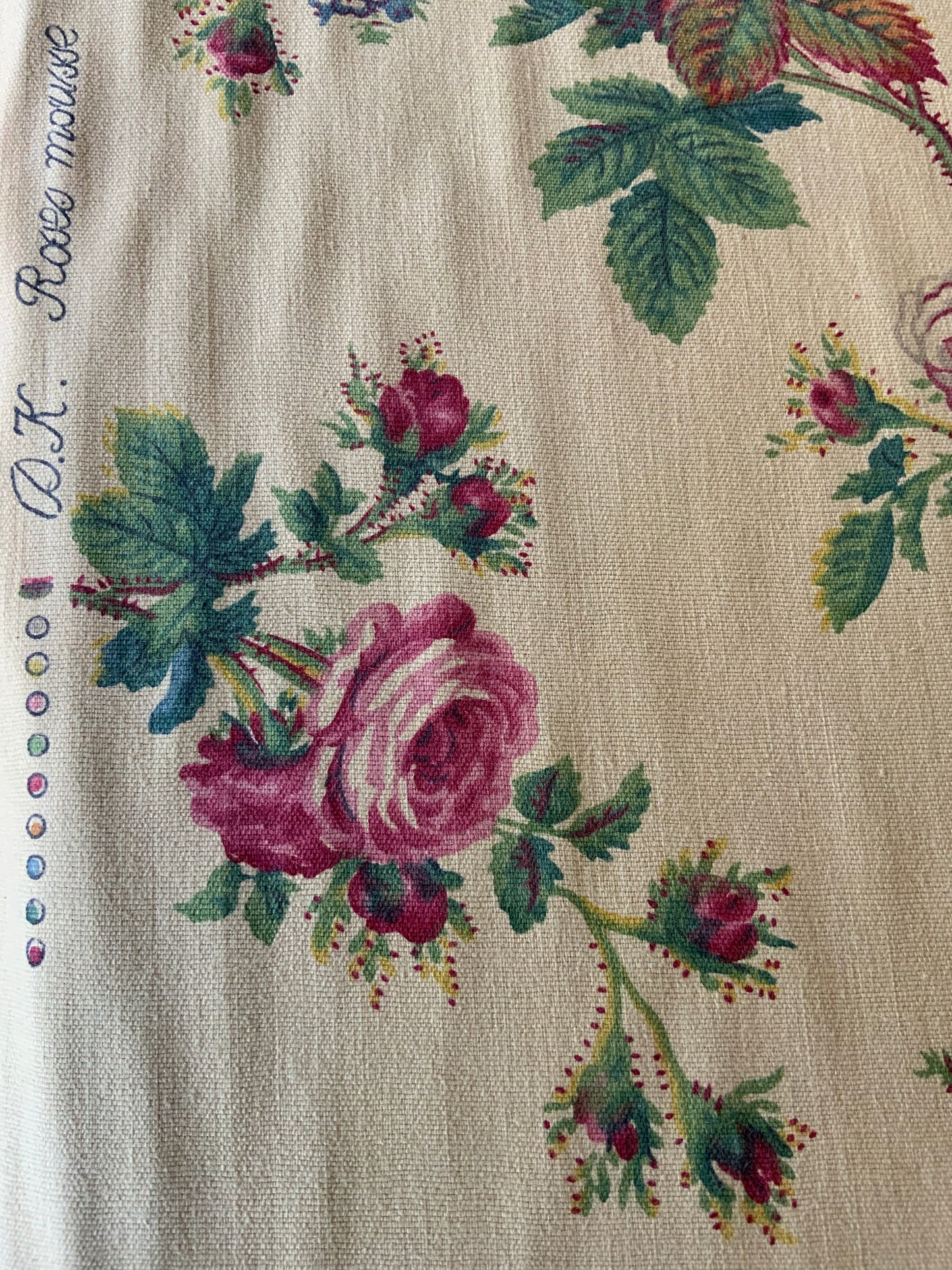 Rare Vintage Handprint Cotton Twill ”French Rose Mousse“