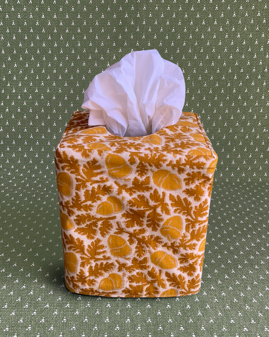 Tissue Box Cover “Acorn” in yellow/ochre