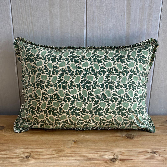 ENGLISH GREEN ACORN THROW PILLOW